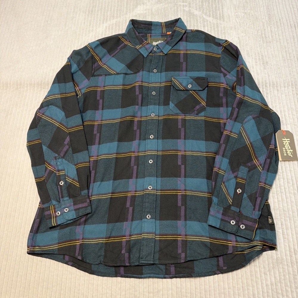Howler Bros Men's 2XL Harker's Flannel Backdrop Plaid: Phantom‎ Blue
